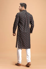 printed kurta black colour full backl view