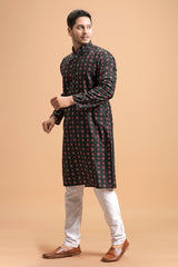 printed kurta black colour full left view