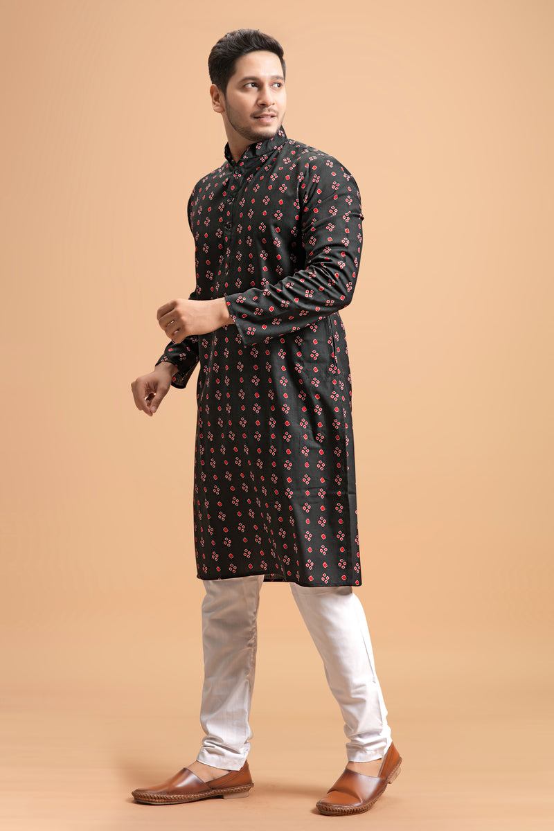 printed kurta black colour full left view