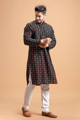 printed kurta black colour full view