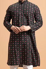 printed kurta black colour zoom view