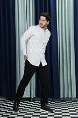 Men Striped Casual White Shirt RIGHT VIEW