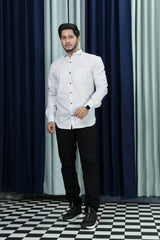 Men Striped Casual White Shirt LEFT VIEW