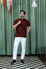 short kurta shirt maroon colour full view