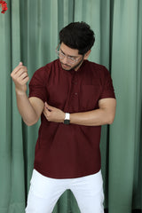 short kurta shirt maroon colour full zoom view