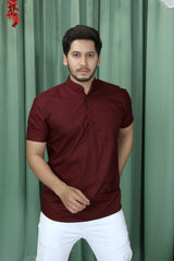 short kurta shirt maroon colour zoom view