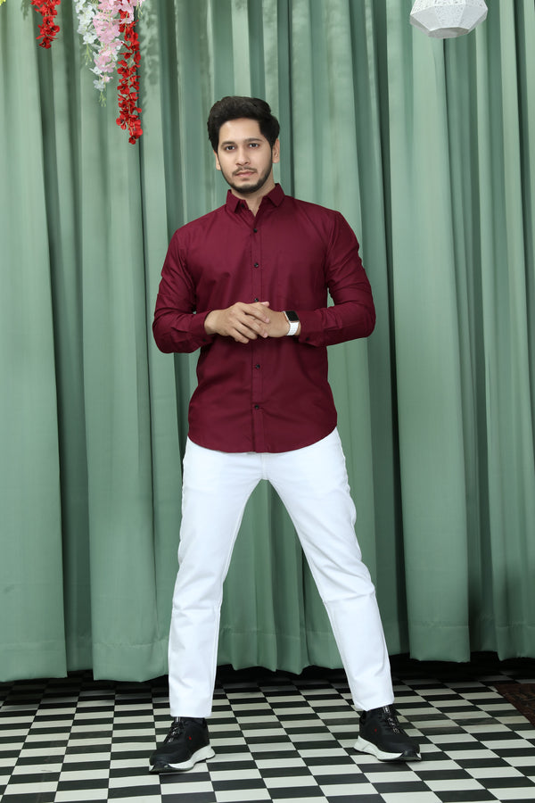 solid shirt maroon colour full view