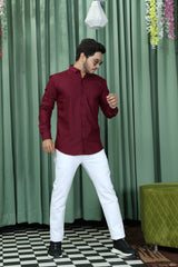 solid shirt maroon colour full view