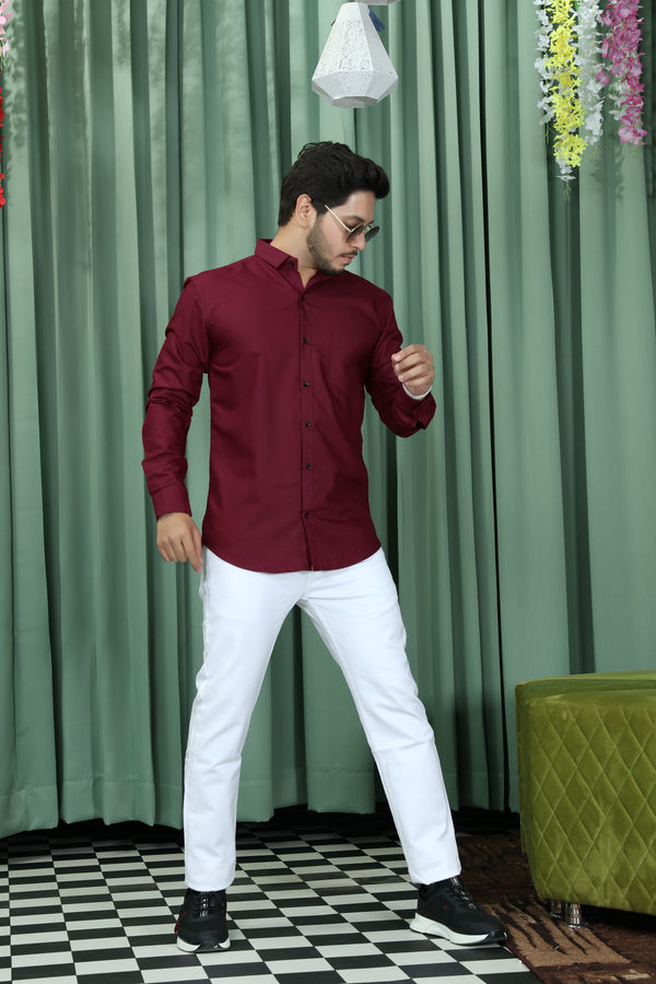 solid shirt maroon colour full view