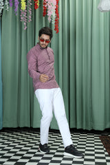 printed shirt kurtas pink colour full right view