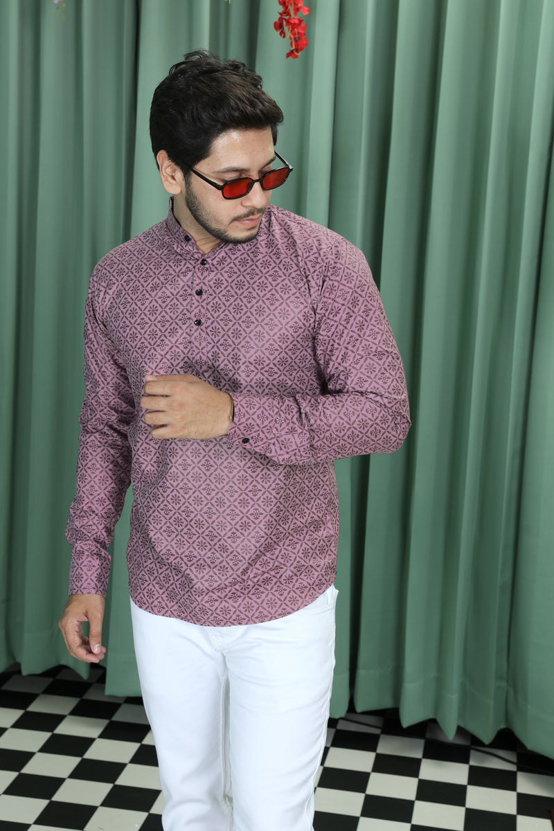 printed shirt kurtas pink colour full zoom  view