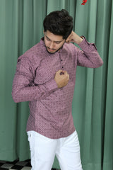 printed shirt kurtas pink colour zoom left view