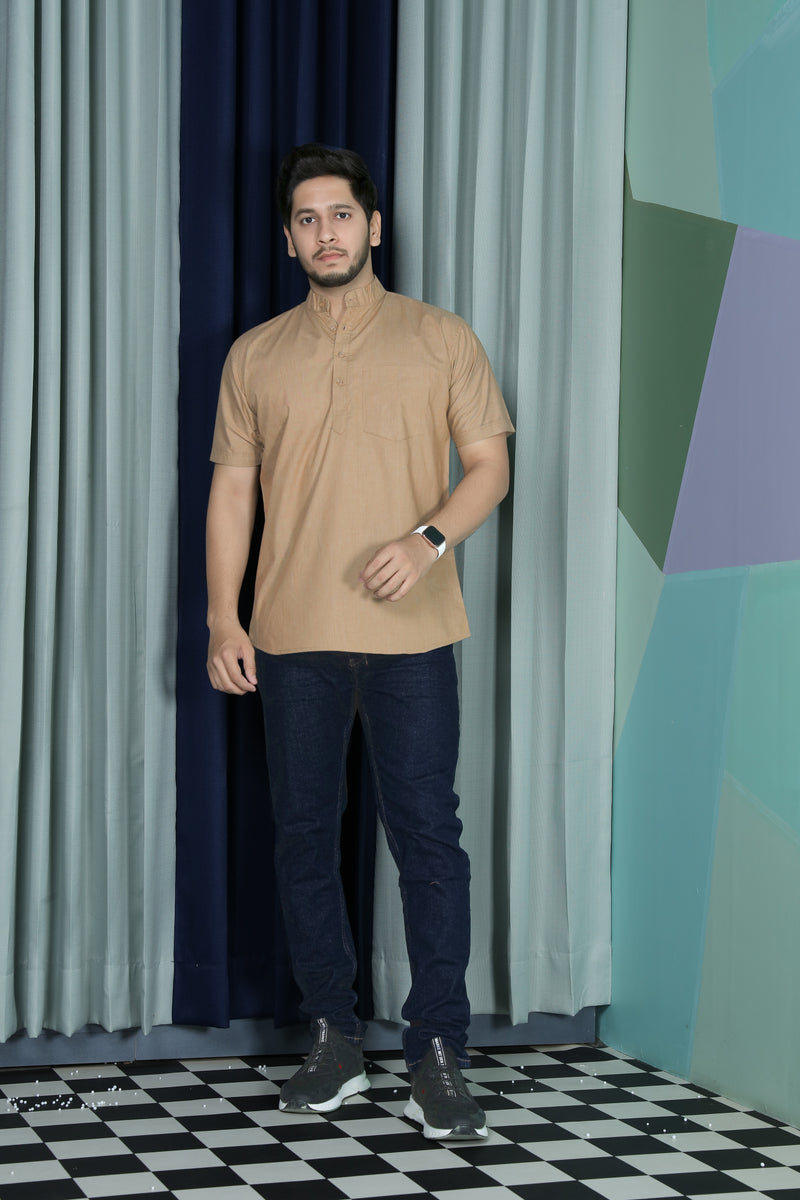 short kurta shirt khakhi colour  full  view