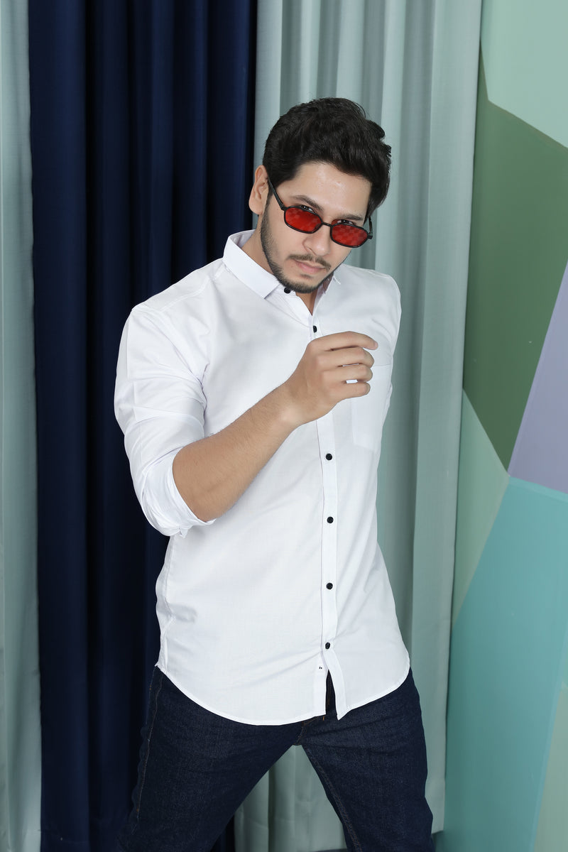 solid shirt smart white colour full zoom left  view