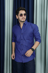 solid shirt dark blue colour full zoom view