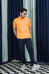 short kurta shirt orange colour full view