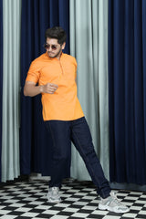 short kurta shirt orange colour full right view