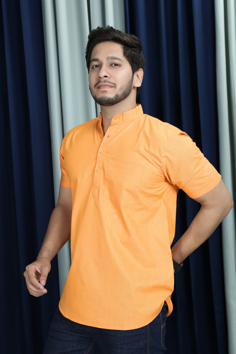 short kurta shirt orange colour full zoom view