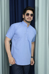 short kurta shirt sky blue colour full zoom view