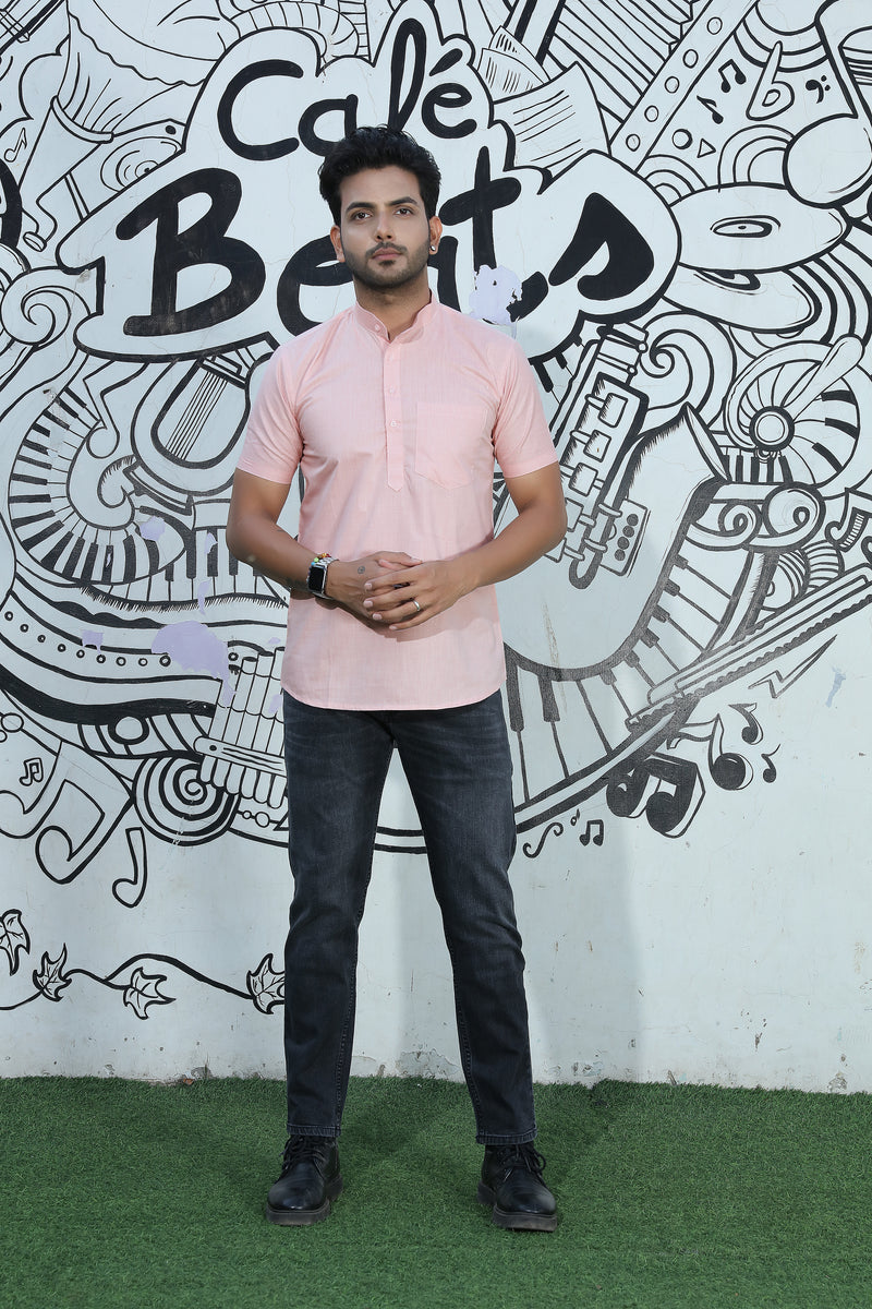 short kurta shirt skin pink colour full view