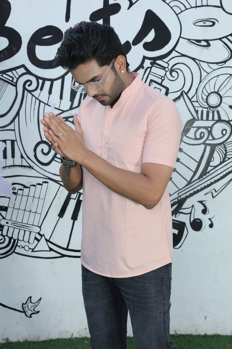 short kurta shirt skin pink colour zoom left  view