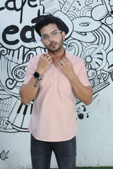 short kurta shirt skin pink colour full zoom view