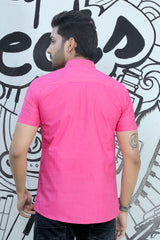 short kurta shirt pink colour full back view