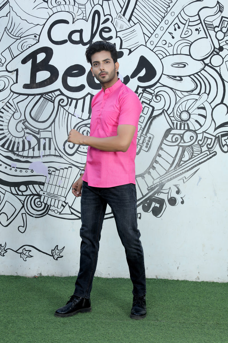 short kurta shirt pink colour full right view