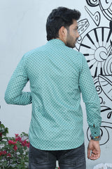 printed shirt kurtas green colour backview