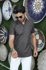 short kurta shirt grey colour full zoom view