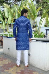 printed kurta dark blue colour full back view