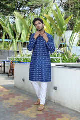 printed kurta dark blue colour full view