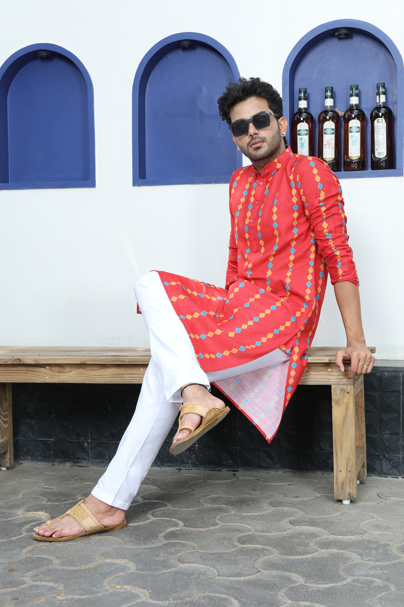 printed kurta multicolour full sitting view