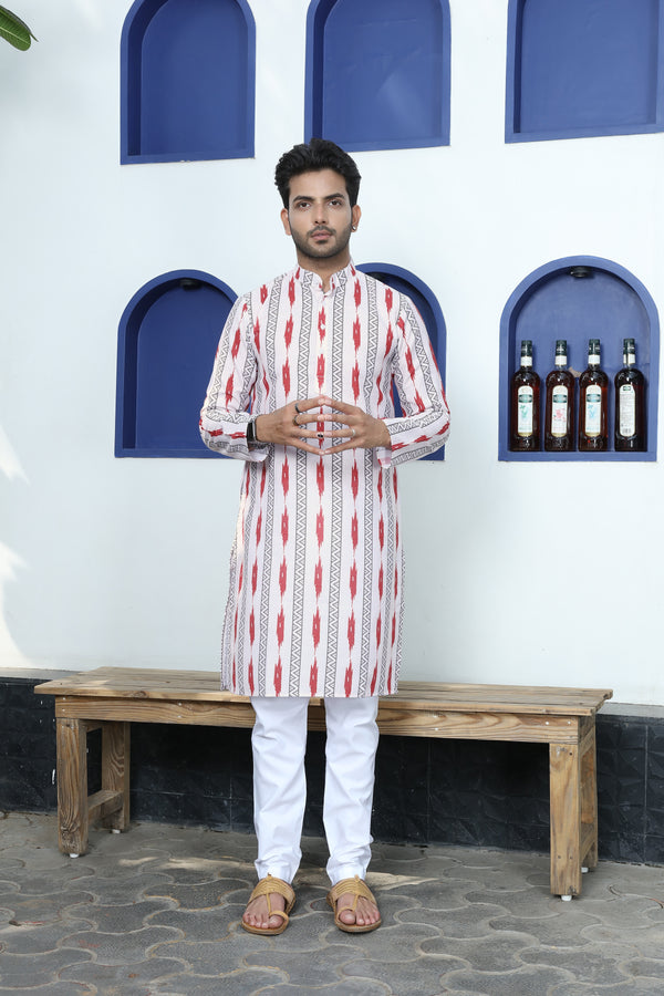 printed kurta white colour full view