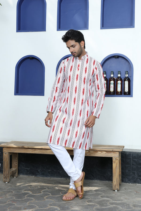 printed kurta white colour full view