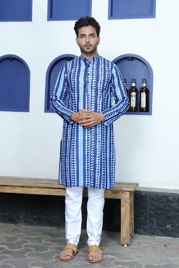 printed kurta sky blue colour full view