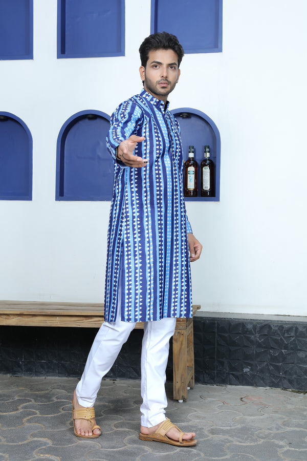 printed kurta sky blue colour full view