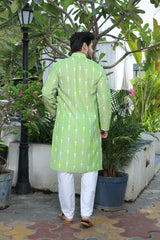 printed kurta light green colour full back view