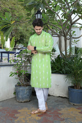 printed kurta light green colour full view